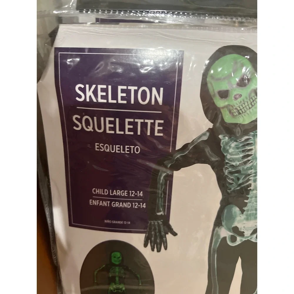 Skeleton Costume Toddler 12-14 Black New Glow-in-the-Dark Halloween Jumpsuit